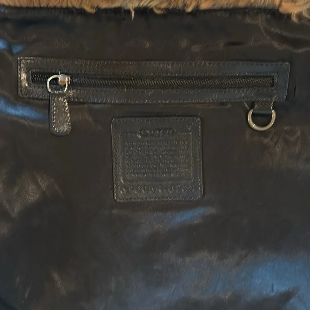 Coach Black Quilted Shoulder Bag with Fur Accent - Picture 6 of 8